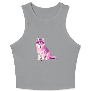 Discover Pink Wolf Cute Baby Wolf Crop Tank Top