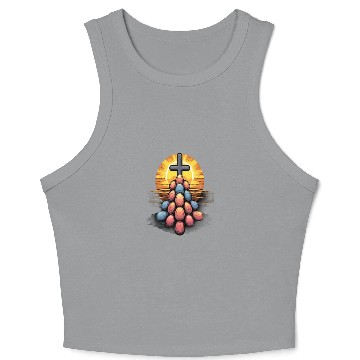 Discover Christian Easter Day Cross Easter Egg Hunt Crop Tank Top