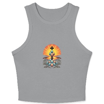 Discover Christian Easter Day Cross Easter Egg Hunt Crop Tank Top