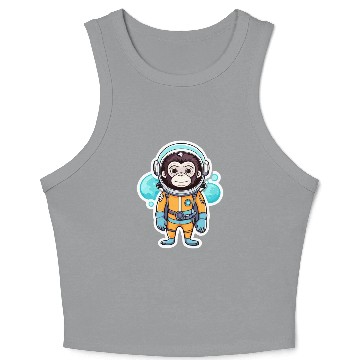 Discover Monkey Ape Astronaut Illustration Crop Tank Top