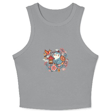 Discover Whimsical Dog and Bird Crop Tank Top