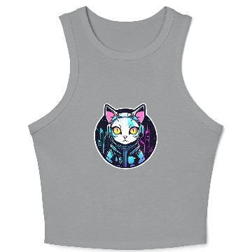 Discover Cyberpunk Cat Crop Tank Top
