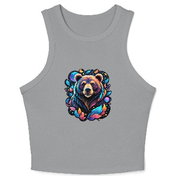 Discover Mystical Galaxy Bear - Celestial Wilderness Art Crop Tank Top