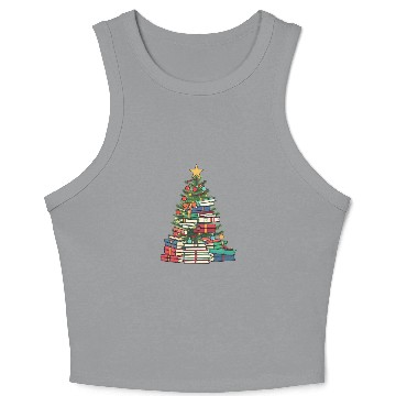 Discover Bookworm Christmas Tree books Crop Tank Top