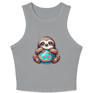 Discover Easter Sloth: Embrace and Easter Egg Crop Tank Top