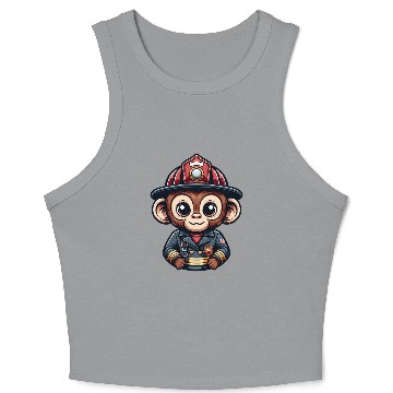 Discover Cute Monkey Firefighter Crop Tank Top