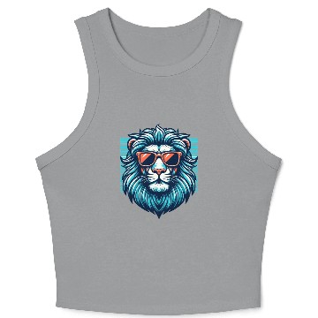 Discover Chill Monarch - Lion with Sunglasses Retro Crop Tank Top
