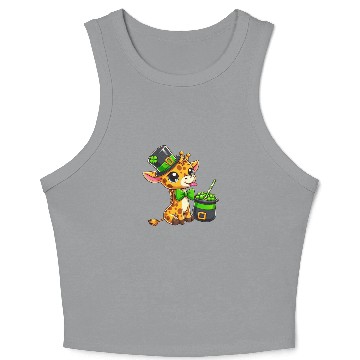 Discover St. Patrick's Day Giraffe with Bubble Tea Crop Tank Top