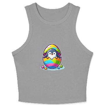 Discover Penguin hatches from colorful Easter egg Crop Tank Top
