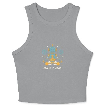 Discover Yoga Robot: Zen in the Cogs Crop Tank Top