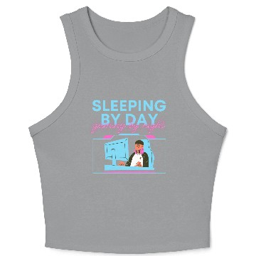 Discover Sleeping By Day Gaming By Night Crop Tank Top