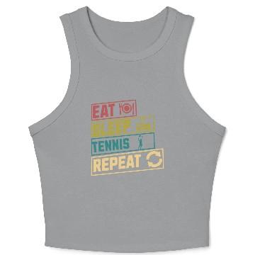 Discover Eat sleep tennis repeat hobby Crop Tank Top