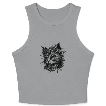 Discover Cuddly Little Space Cat In Vintage Style Crop Tank Top
