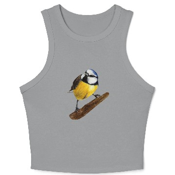 Discover Blue tit titmouse hand painted watercolor. Crop Tank Top