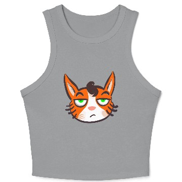 Discover Orange Grumpy Cat Green Eyes Crop Tank Top
