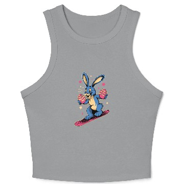 Discover Easter Bunny on a snowboard with Easter eggs Crop Tank Top
