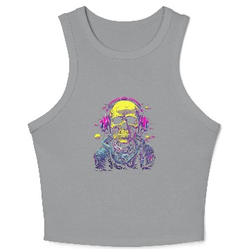 Discover Skull DJ Astronaut Space Sci-Fi Planet Galaxy Crop Tank Top