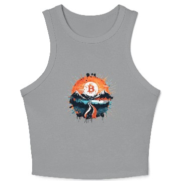 Discover Bitcoin Japonese Ink Sunset Serenity Crop Tank Top