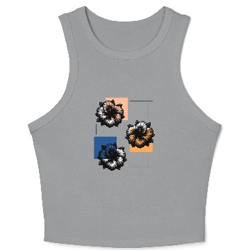 Discover Abstract Risograph hibiscus Crop Tank Top