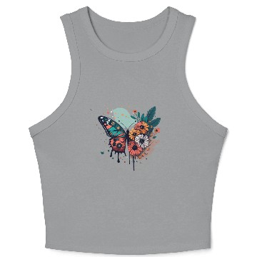 Discover Metamorphora Butterfly Nature Flowers Branches Crop Tank Top