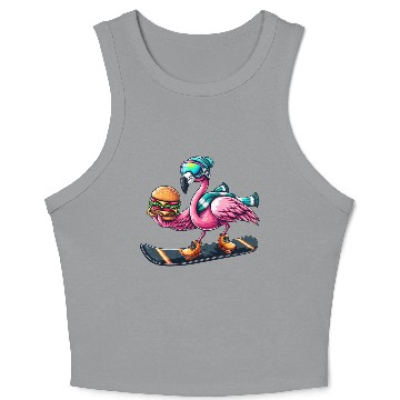 Discover Flamingo Snowboard Burger Fun Crop Tank Top
