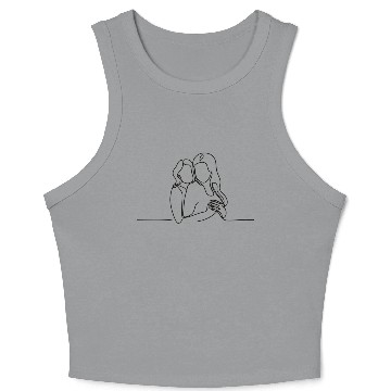 Discover Line Art Lesbian Couple Crop Tank Top