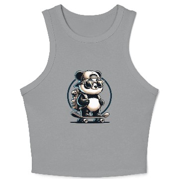 Discover Panda on Skateboard Crop Tank Top