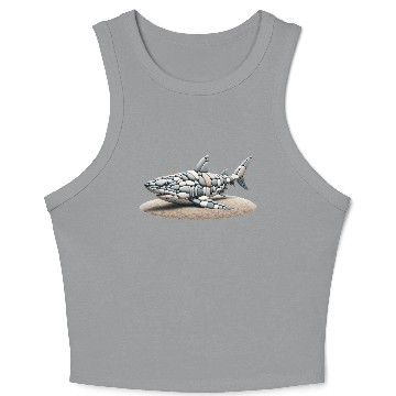 Discover Serene Pebble Art Great White Shark Crop Tank Top