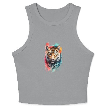Discover Wild Splendor: Colorful Leopard Face Crop Tank Top