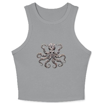 Discover Tentacle Embrace - Octopus Pebble Mosaic Crop Tank Top