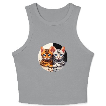 Discover Bengal Kittens Black White Background Crop Tank Top