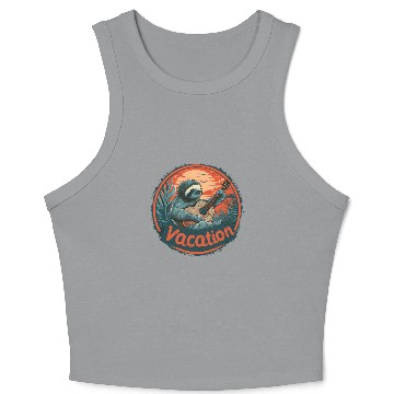 Discover Tropical Sloth Guitar Vacation Sunset Beach Crop Tank Top