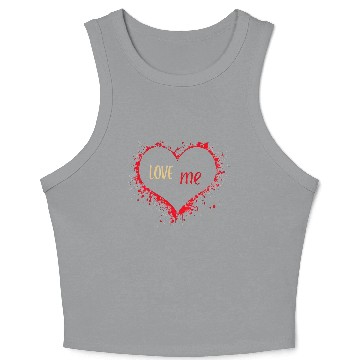 Discover Red Yellow Illustrated Love Me Crop Tank Top removebg