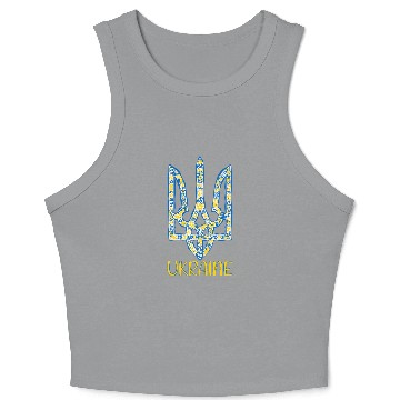 Discover Ukraine trident in Ukrainian flag colors Crop Tank Top