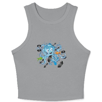 Discover Bodybuilder octopus with dumbbells training Crop Tank Top