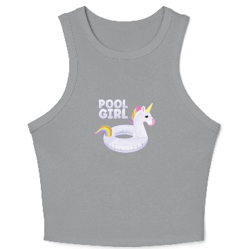Discover Pool Girl Unicorn Floatie Swimming Pool Crop Tank Top