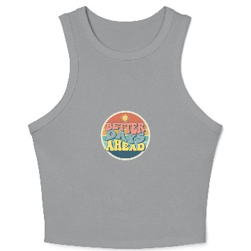 Discover Blue Yellow Retro Simple Motivation Cute Crop Tank Top 1