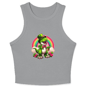 Discover T- Rex Happy St Patricks Day Irish Rainbow Shamro Crop Tank Top