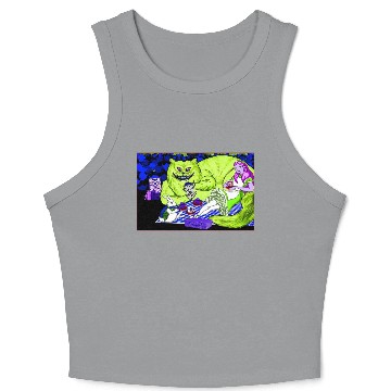 Discover Alice in Picnic land Black (Light Version) Crop Tank Top