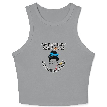 Discover Starts with coffee, ends with wine Crop Tank Top