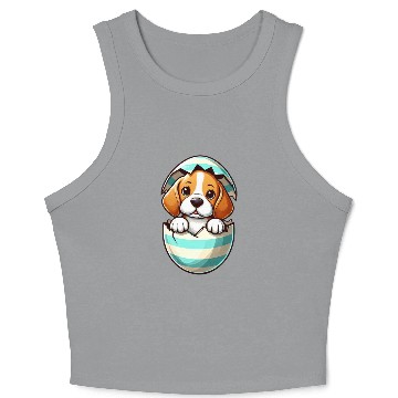 Discover Colorful Beagle Dog Easter Egg Hatching Design Crop Tank Top