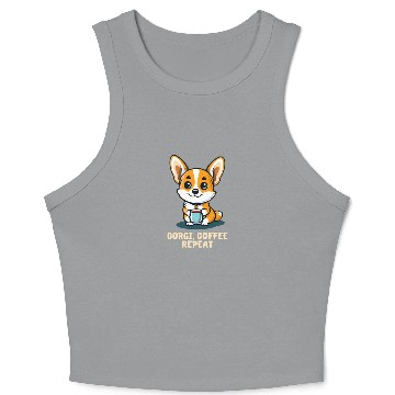 Discover Corgi Mom Dad Corgi Coffee Repeat Crop Tank Top