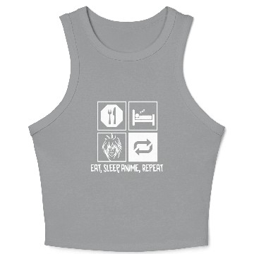Discover Eat Sleep Anime Repeat Crop Tank Top