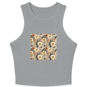 Discover Delicate Wildflowers Pattern Crop Tank Top