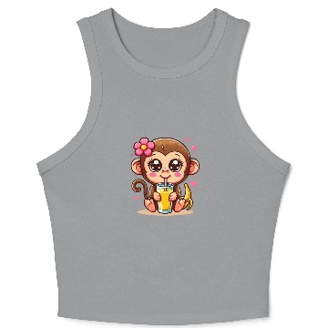 Discover Monkey Sipping Banana Juice Crop Tank Top