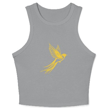 Discover Golden Sparrow Bird Design Crop Tank Top
