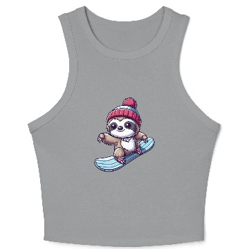 Discover Sloth Snowboarder Winter Sports Vacation Design Crop Tank Top