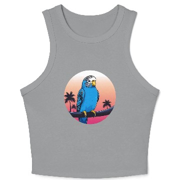 Discover Synthwave Blue Budgie 2 Crop Tank Top