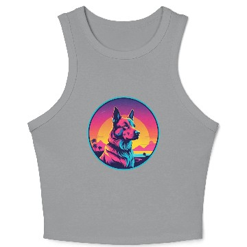 Discover Synthwave German Shepherd 1 Crop Tank Top