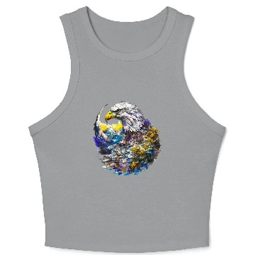 Discover Wilderness Watercolor Forest Moon Eagle Crop Tank Top